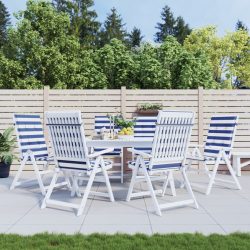   6 db kék és fehér csíkos szövet magas háttámlájú székpárna