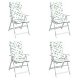 4 db levélmintás szövet magas háttámlájú székpárna