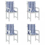 4 db kék és fehér csíkos szövet alacsony háttámlájú párna