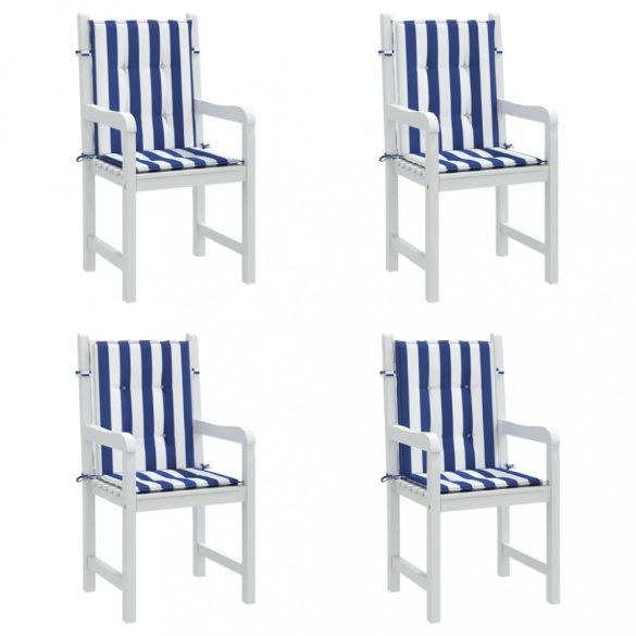 4 db kék és fehér csíkos szövet alacsony háttámlájú párna