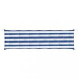 kék és fehér csíkos szövet kerti padpárna 200 x 50 x 7 cm