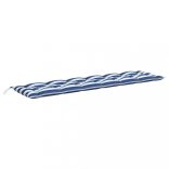 kék és fehér csíkos szövet kerti padpárna 200 x 50 x 7 cm