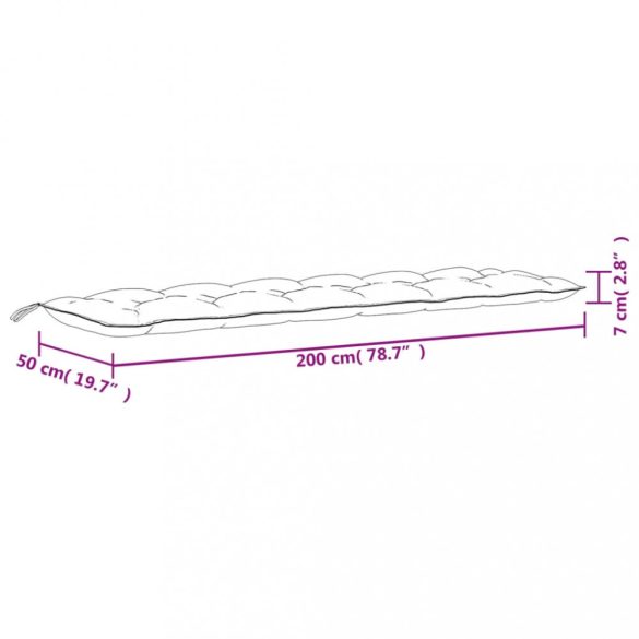 kék és fehér csíkos szövet kerti padpárna 200 x 50 x 7 cm