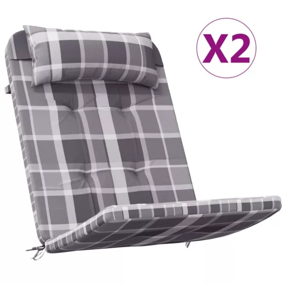 2 db szürke kockás oxford-szövet Adirondack-székpárna