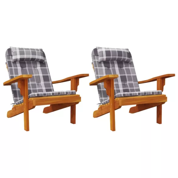 2 db szürke kockás oxford-szövet Adirondack-székpárna