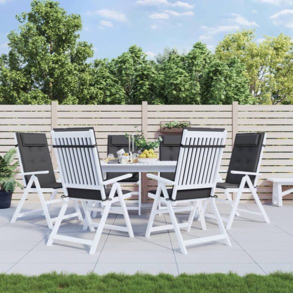 6 db antracitszürke oxford szövet magas háttámlájú székpárna