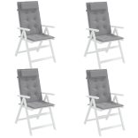 4 db szürke oxford-szövet magas háttámlájú székpárna