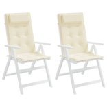 2 db krémszínű oxford-szövet magas háttámlájú székpárna