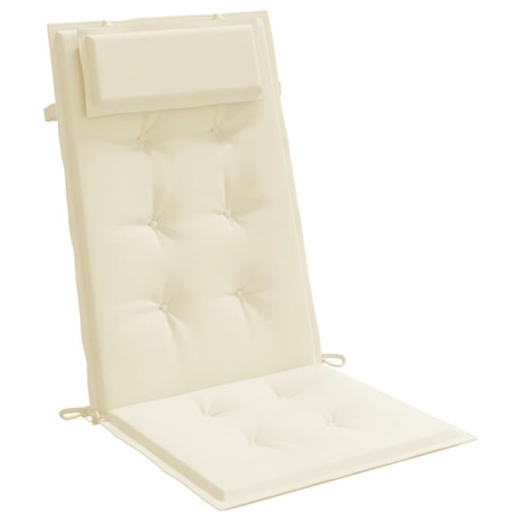 4 db krémszínű oxford-szövet magas háttámlájú székpárna