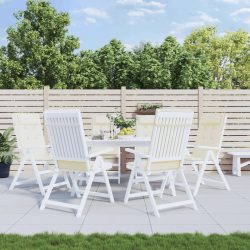   6 db krémszínű oxford-szövet magas háttámlájú székpárna