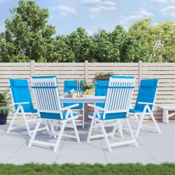   6 db világoskék oxford szövet magas háttámlájú székpárna