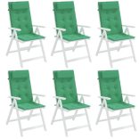 6 db zöld oxford-szövet magas háttámlájú székpárna