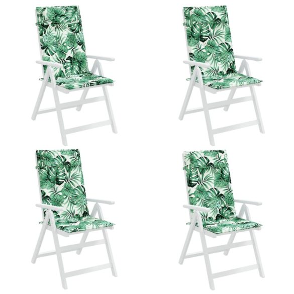 4 db levélmintás oxford szövet magas háttámlájú székpárna