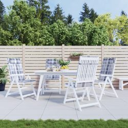   4 db szürke kockás oxford szövet magas háttámlájú székpárna