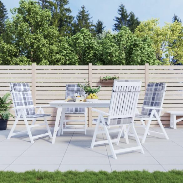 4 db szürke kockás oxford szövet magas háttámlájú székpárna