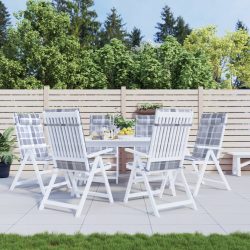   6 db szürke kockás oxford szövet magas háttámlájú székpárna