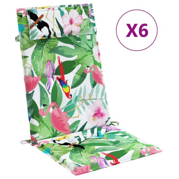 6 db többszínű oxford szövet magas háttámlájú székpárna