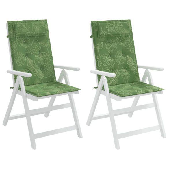 2 db levélmintás oxford-szövet magas háttámlájú székpárna