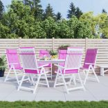 6 db rózsaszín oxford-szövet magas háttámlájú székpárna