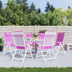   6 db rózsaszín oxford-szövet magas háttámlájú székpárna