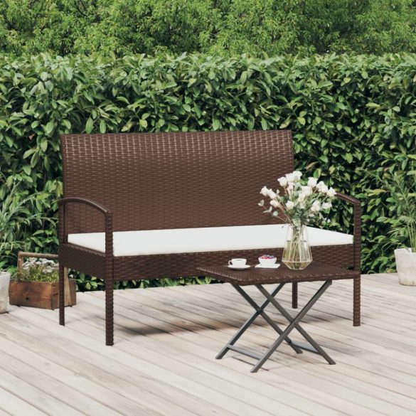 barna polyrattan kerti pad párnával 105 cm