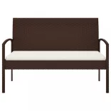 barna polyrattan kerti pad párnával 105 cm