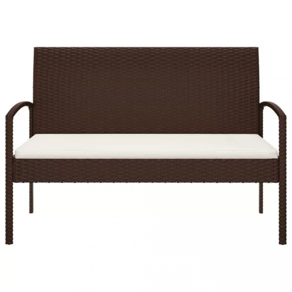barna polyrattan kerti pad párnával 105 cm