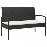 fekete polyrattan kerti pad párnával 105 cm