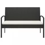fekete polyrattan kerti pad párnával 105 cm