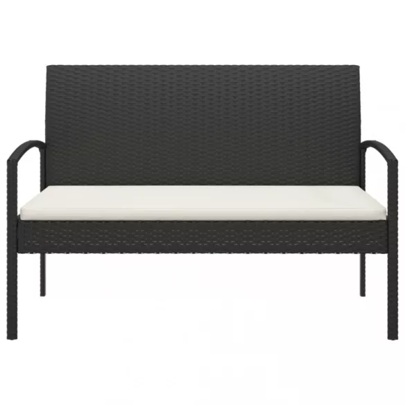 fekete polyrattan kerti pad párnával 105 cm