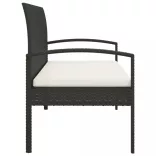 fekete polyrattan kerti pad párnával 105 cm