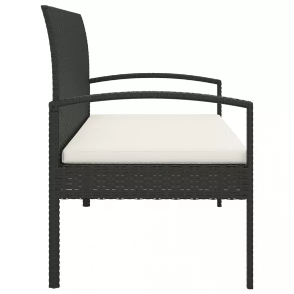 fekete polyrattan kerti pad párnával 105 cm