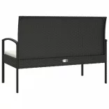 fekete polyrattan kerti pad párnával 105 cm