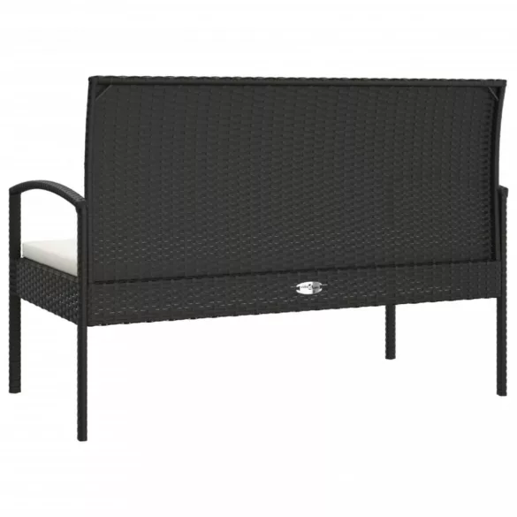 fekete polyrattan kerti pad párnával 105 cm