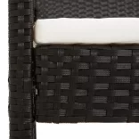 fekete polyrattan kerti pad párnával 105 cm
