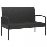 fekete polyrattan kerti pad párnával 105 cm