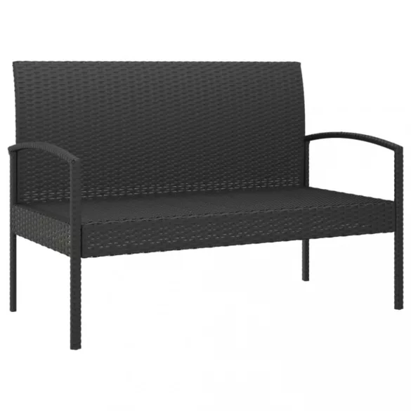 fekete polyrattan kerti pad párnával 105 cm