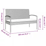 fekete polyrattan kerti pad párnával 105 cm