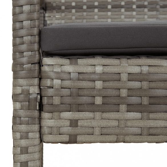 szürke polyrattan kerti pad párnával 105 cm