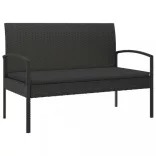 fekete polyrattan kerti pad párnával 105 cm