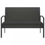 fekete polyrattan kerti pad párnával 105 cm