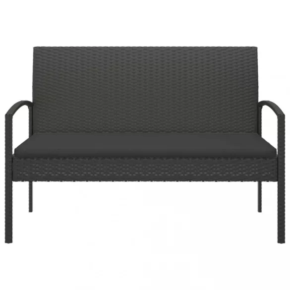 fekete polyrattan kerti pad párnával 105 cm