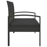 fekete polyrattan kerti pad párnával 105 cm
