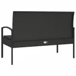 fekete polyrattan kerti pad párnával 105 cm
