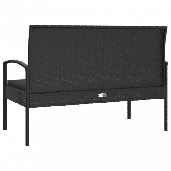 fekete polyrattan kerti pad párnával 105 cm