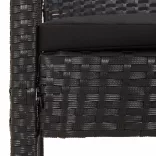 fekete polyrattan kerti pad párnával 105 cm