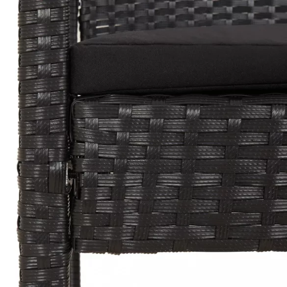 fekete polyrattan kerti pad párnával 105 cm