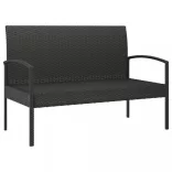 fekete polyrattan kerti pad párnával 105 cm
