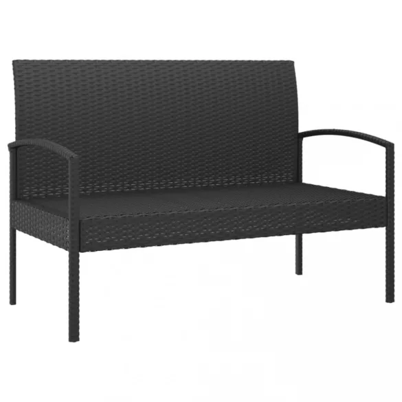 fekete polyrattan kerti pad párnával 105 cm