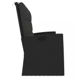 fekete polyrattan dönthető kerti pad párnával 173 cm